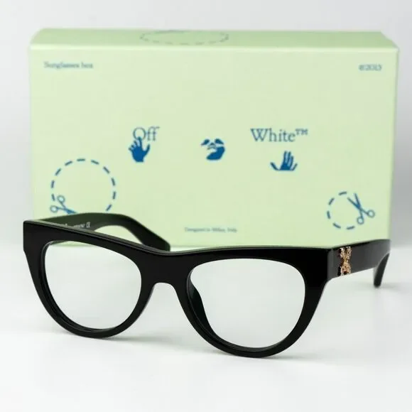NEW Off-White STYLE 4 AF 11000 Black Blue Block Unisex Cat Eye Eyeglasses